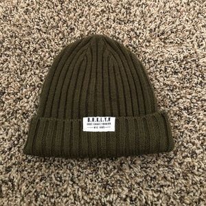 Olive green ribbed beanie